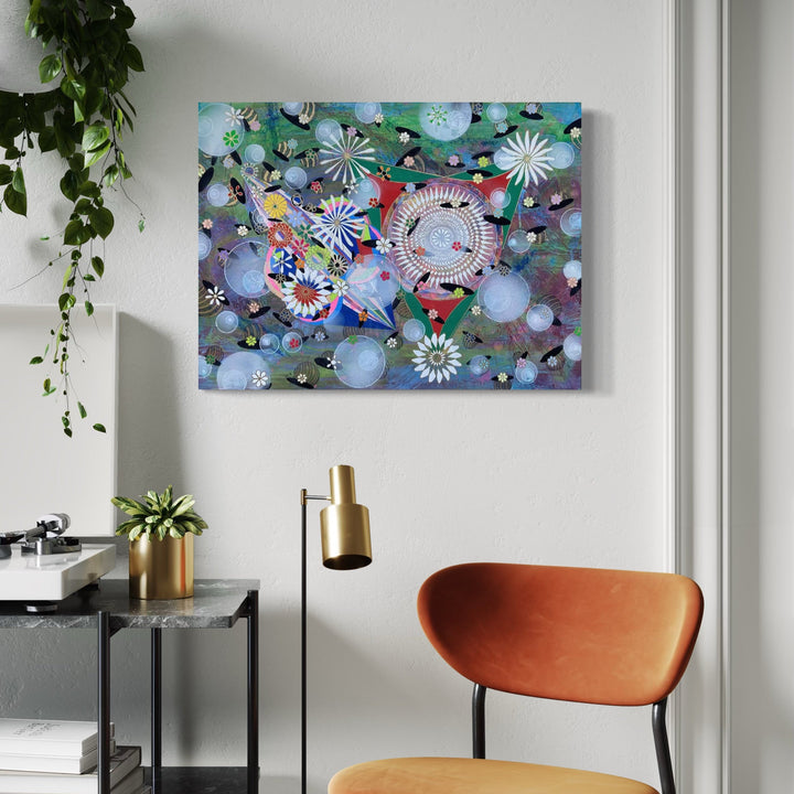 The artwork, I Startle Myself, by Amy Cheng, displayed in a room.