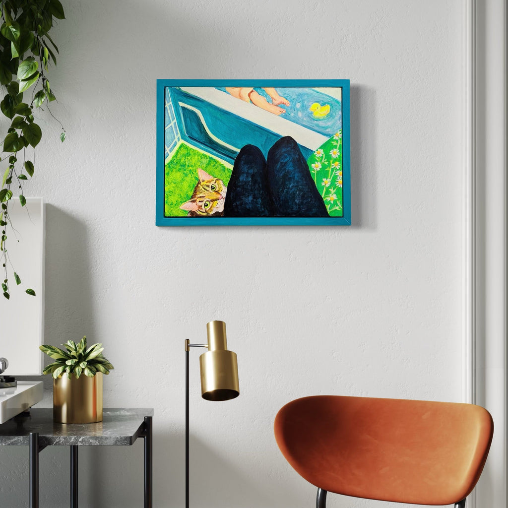 The artwork, I'll Be Watching You, by Mary Younkin, displayed in a room.