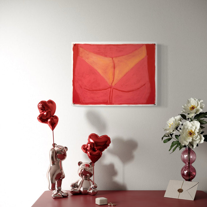 The artwork, I longed for California [sunburn, summer of ‘22], by Chelsie Sunde, displayed in a room.