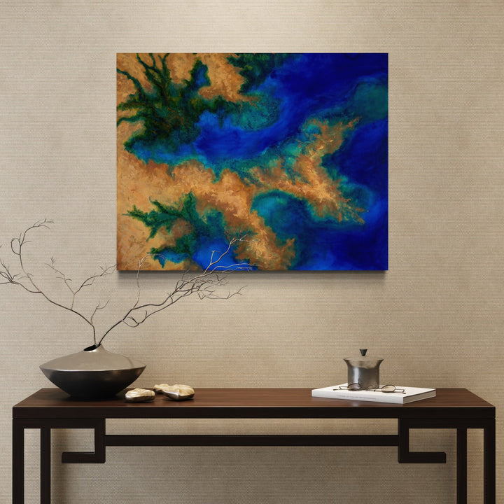 The artwork, I’m Standing Here, by Anne Cherubim, displayed in a room.