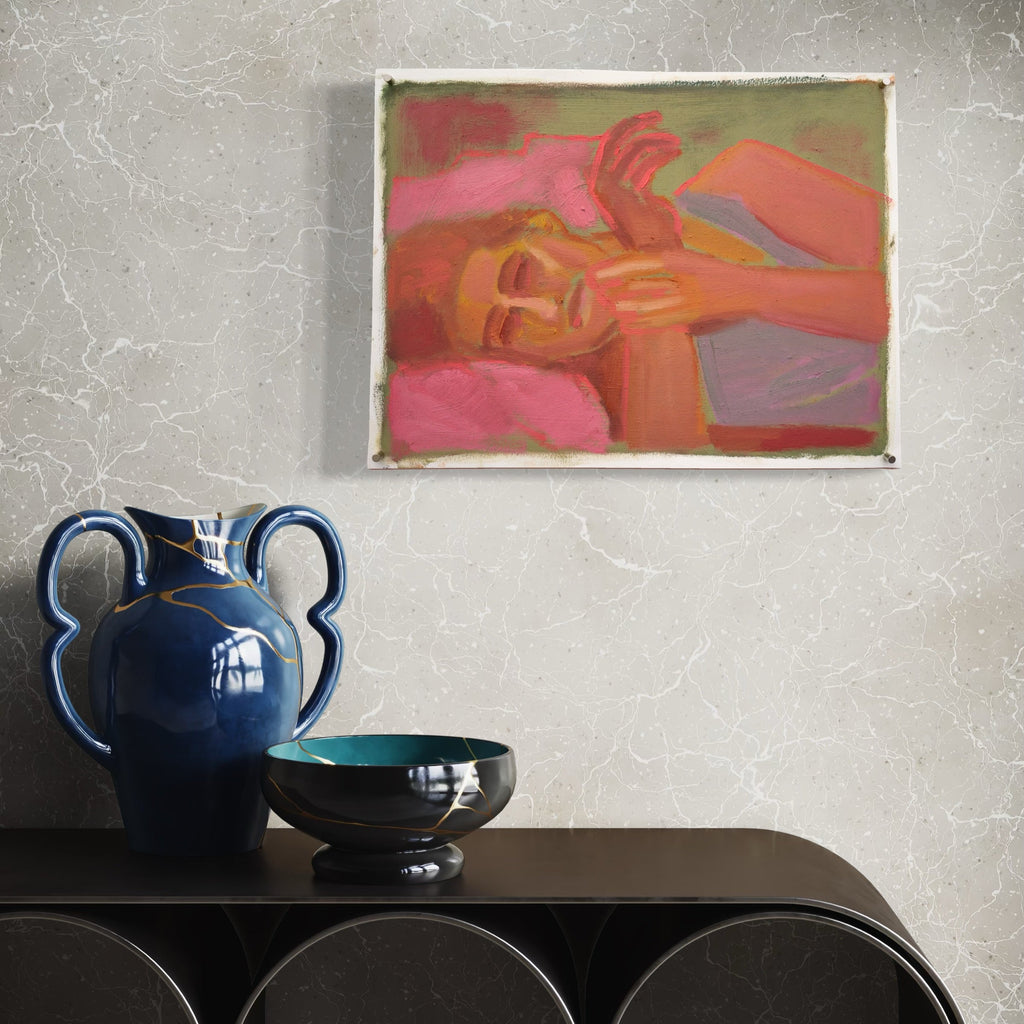 The artwork, If those old memories resurface, those long long long ago daydreams — don’t refuse them., by Chelsie Sunde, displayed in a room.