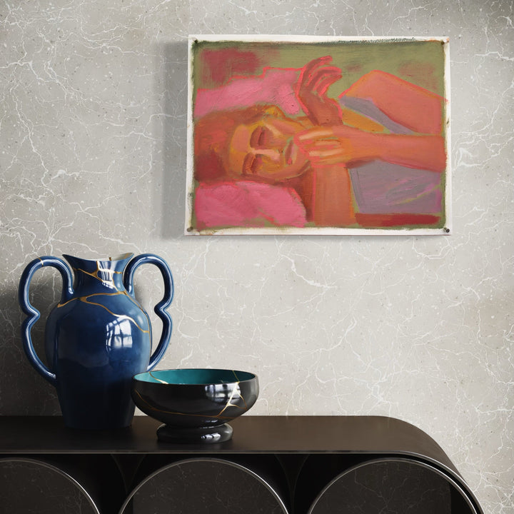 The artwork, If those old memories resurface, those long long long ago daydreams — don’t refuse them., by Chelsie Sunde, displayed in a room.