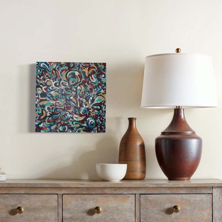 The artwork, In Bloom, by Kaitlin Andrews, displayed in a room.