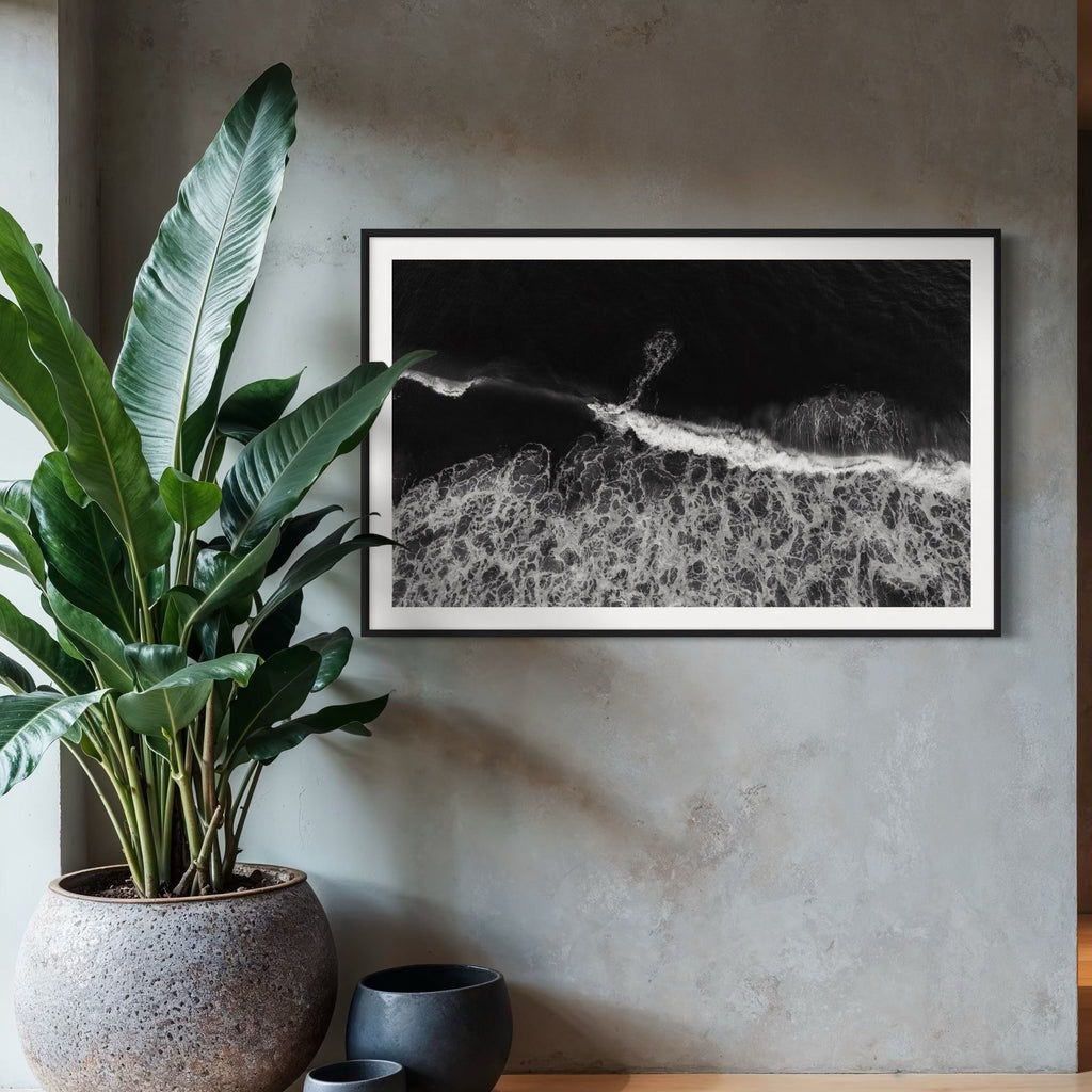 The artwork, In The Break, by Dennis Maida, displayed in a room.