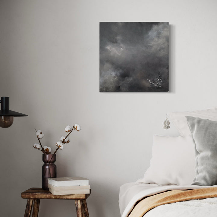 The artwork, In The Cave iv, by Anne Cherubim, displayed in a room.