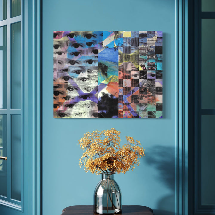 The artwork, In The Clouds, by Francisco Donoso, displayed in a room.