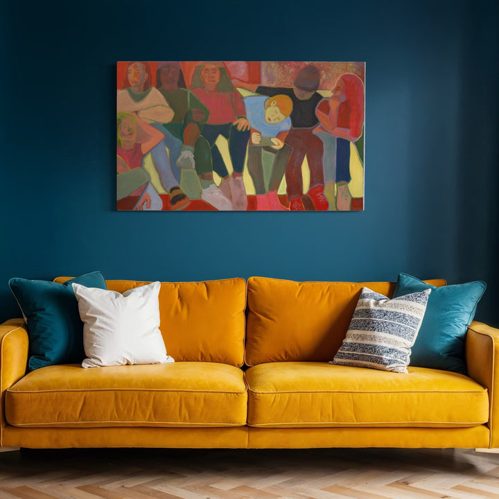 The artwork, In my head they were gods [a memory from my college years], by Chelsie Sunde, displayed in a room.