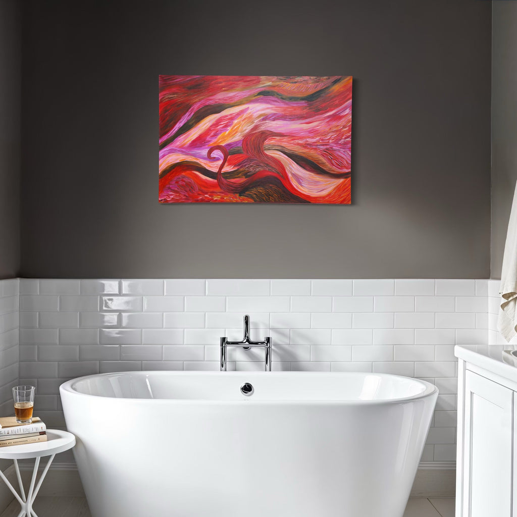 The artwork, Inner Strength, by Kim Rosebud, displayed in a room.
