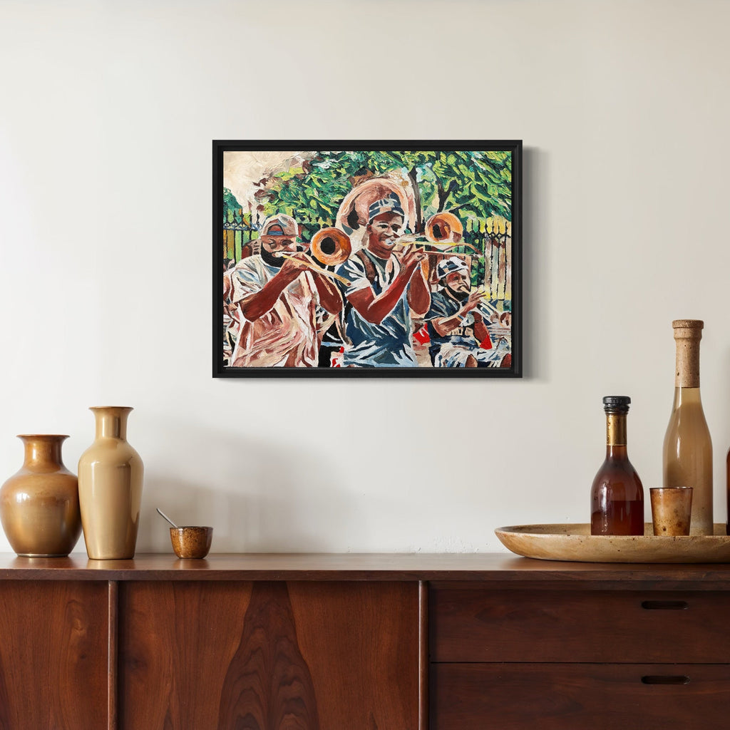 The artwork, Iron & Brass, by Lauren Luna, displayed in a room.