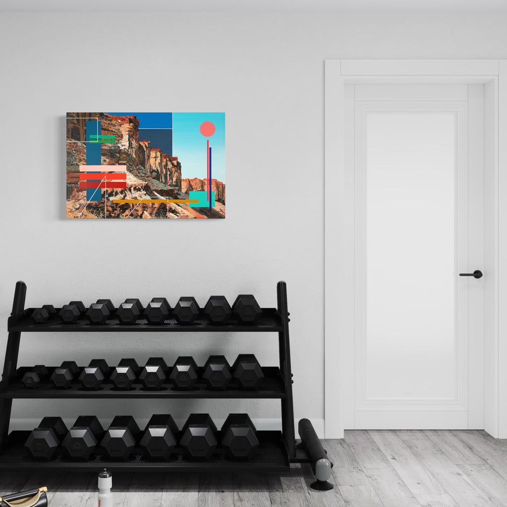The artwork, Its Still Home, by Adam Anglin, displayed in a room.