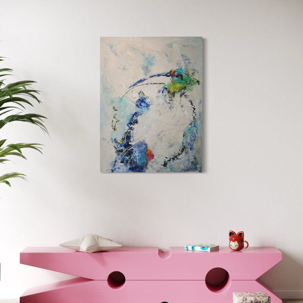 The artwork, Joyful Noise, by Janyce Erlich-Moss, displayed in a room.