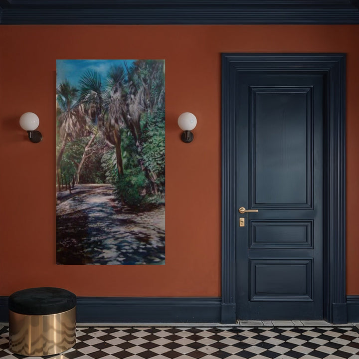 The artwork, Jungle Road (Robert Rauschenberg Estate, Captiva, Florida), by David Bunn Martine, displayed in a room.