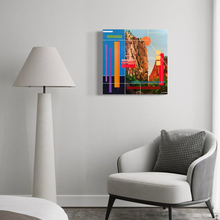 The artwork, Just In Time, by Adam Anglin, displayed in a room.