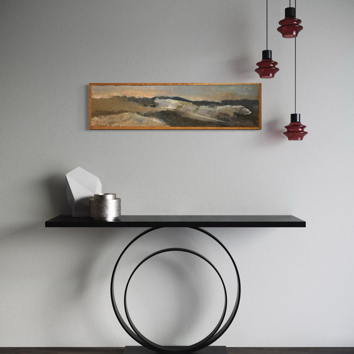 The artwork, LAST SNOW, by Diane Love, displayed in a room.