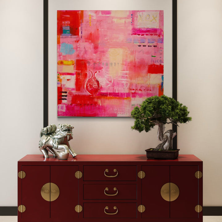 The artwork, LA LUCE, by Amadea Bailey, displayed in a room.