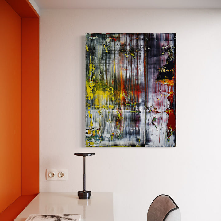 The artwork, LA thoughts with black 2, by Harry Moody, displayed in a room.