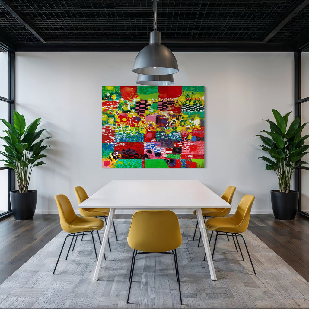 The artwork, LOVE BOMB, by Lisa Warren, displayed in a room.
