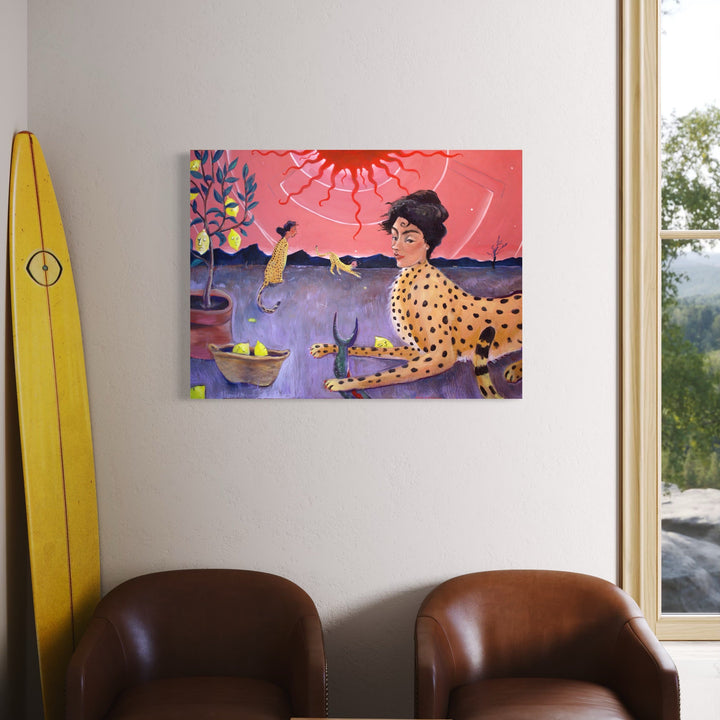 The artwork, L for Yellow, by Dara Theodora, displayed in a room.