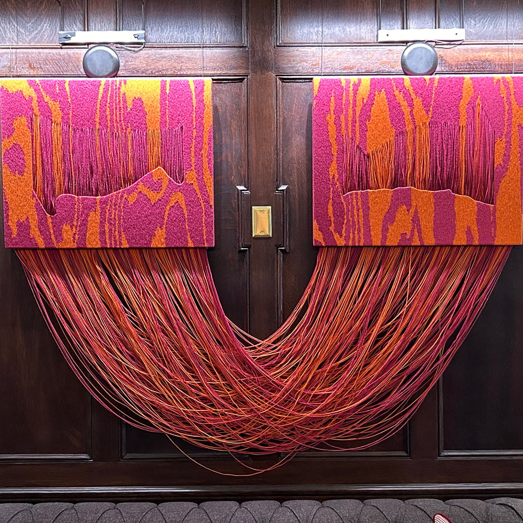 The artwork, Landlines II, by Quynn Douglas Dale, displayed in a room.