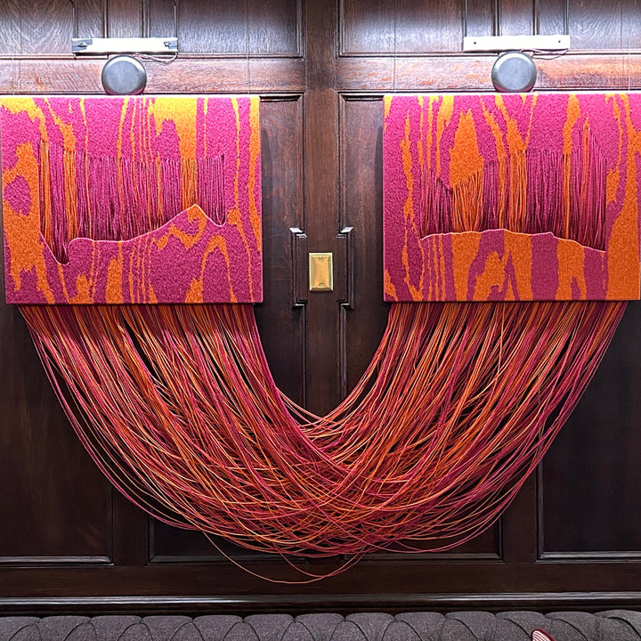 The artwork, Landlines II, by Quynn Douglas Dale, displayed in a room.
