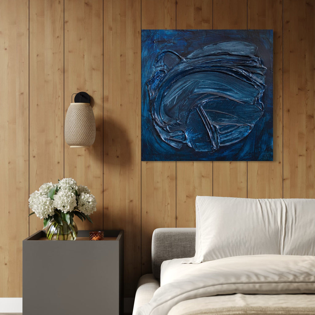 The artwork, Landscape 4, by Carin Kulb Dangot, displayed in a room.