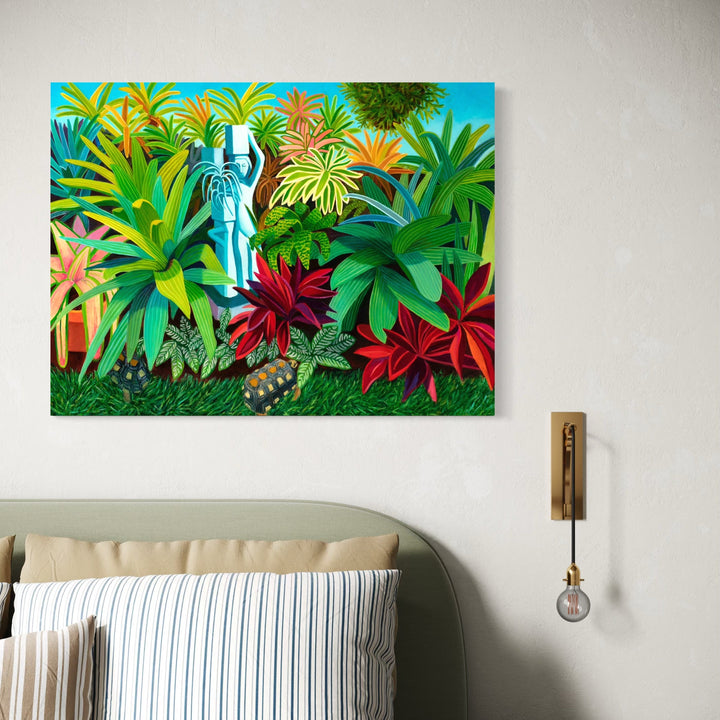 The artwork, Las tortugas, by Roxa Smith, displayed in a room.
