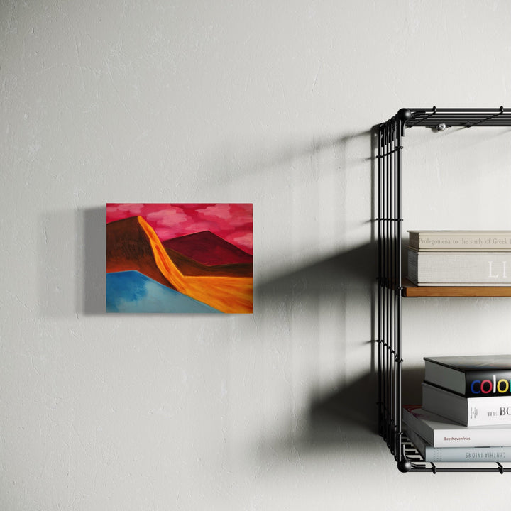 The artwork, Lava Land, by Joanie Flickinger, displayed in a room.
