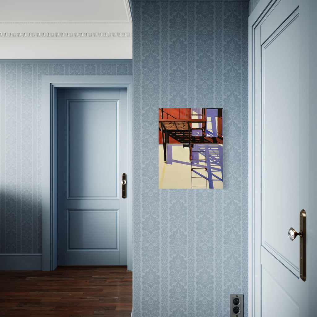 The artwork, Lavender Shadows, by Allan Gorman, displayed in a room.
