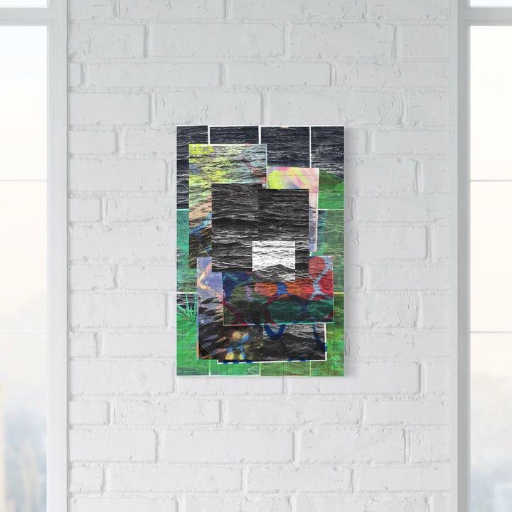 The artwork, Layered Waves, by Francisco Donoso, displayed in a room.