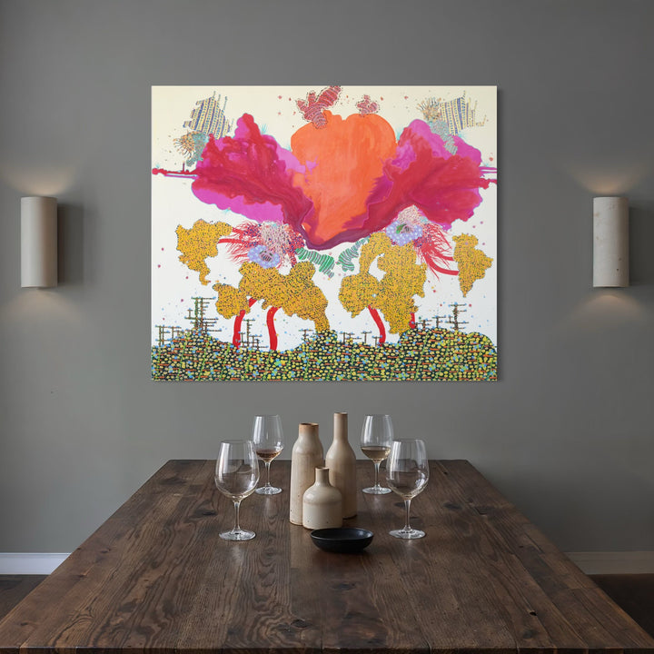 The artwork, Life To Be, by Avani Patel, displayed in a room.