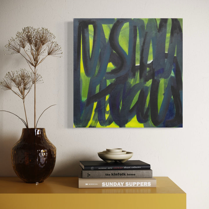 The artwork, Lily & Friends: Lily, It's Not Yours, by Lia Rodi, displayed in a room.