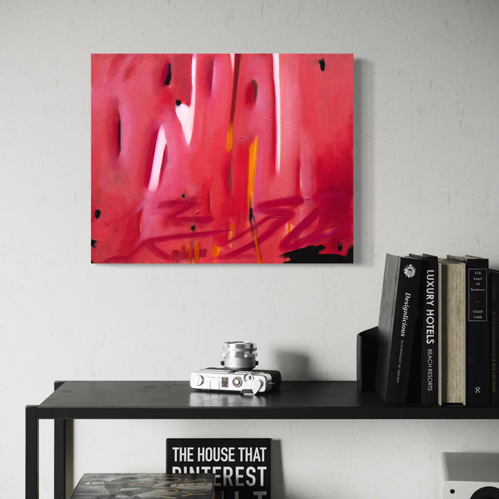The artwork, Lily & Friends: Murky Good, by Lia Rodi, displayed in a room.