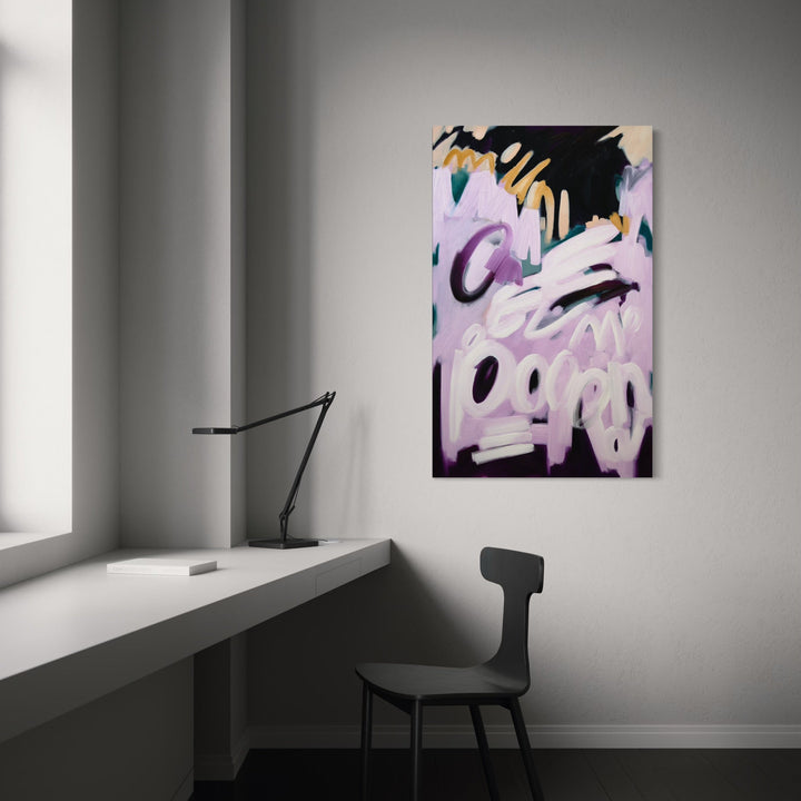 The artwork, Lily & Friends: Rebirth, by Lia Rodi, displayed in a room.
