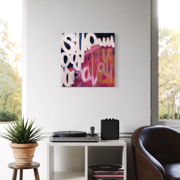 The artwork, Lily & Friends: Untitled 2, by Lia Rodi, displayed in a room.