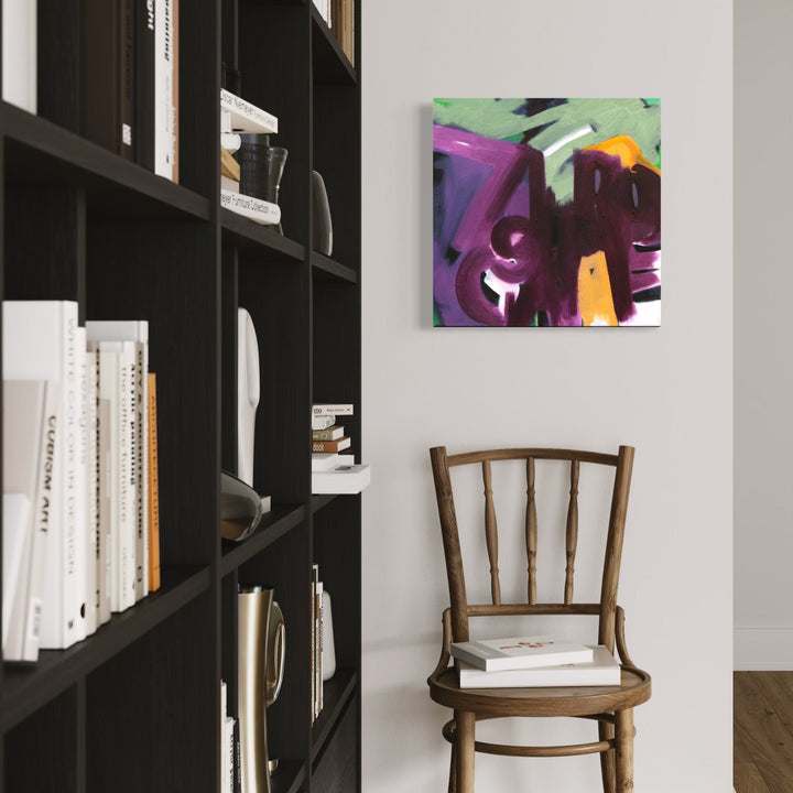 The artwork, Lily & Friends: Zero Sum Game, by Lia Rodi, displayed in a room.