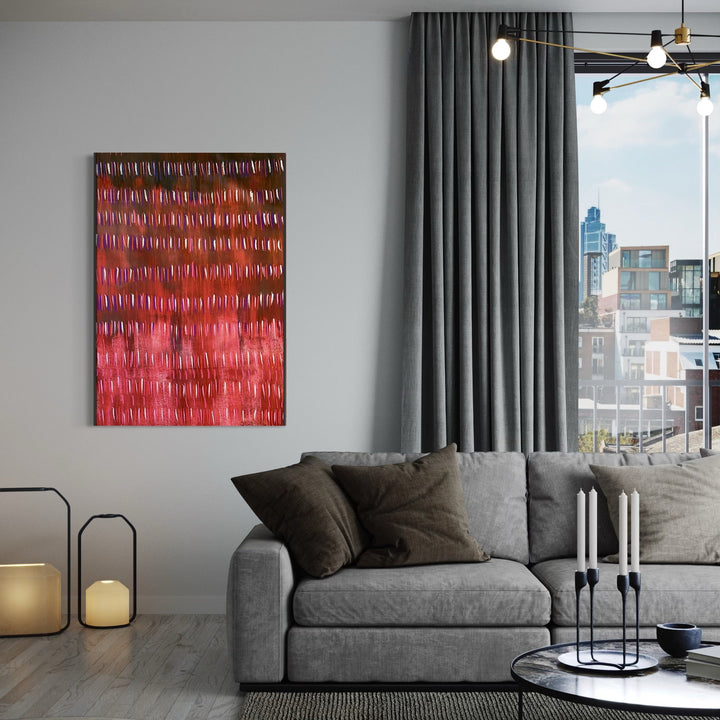 The artwork, Line Path 6, by Albion Vu, displayed in a room.