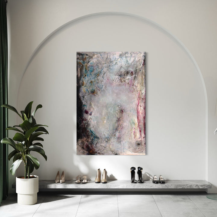 The artwork, Listen to the Child, by Deborah Chaney, displayed in a room.