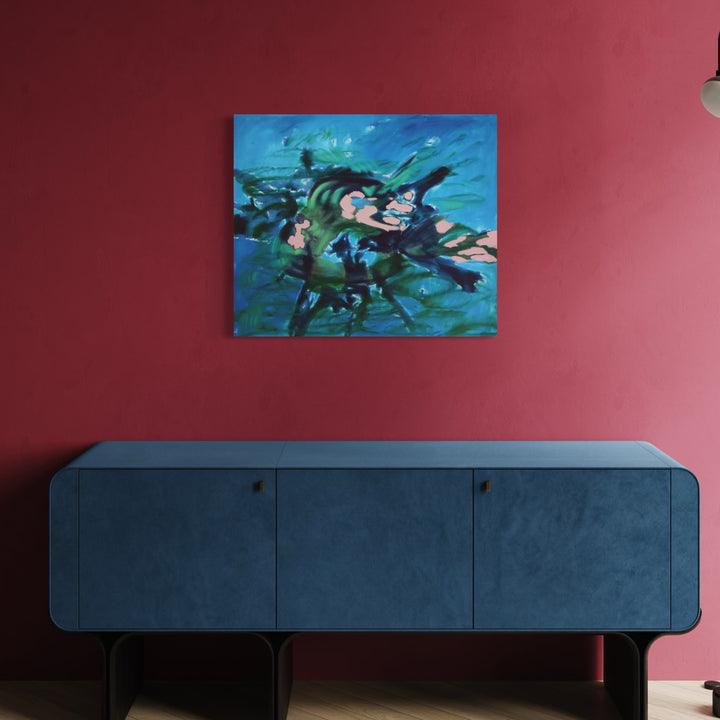 The artwork, Lily & Friends: Look Inside and Find Ugly, by Lia Rodi, displayed in a room.