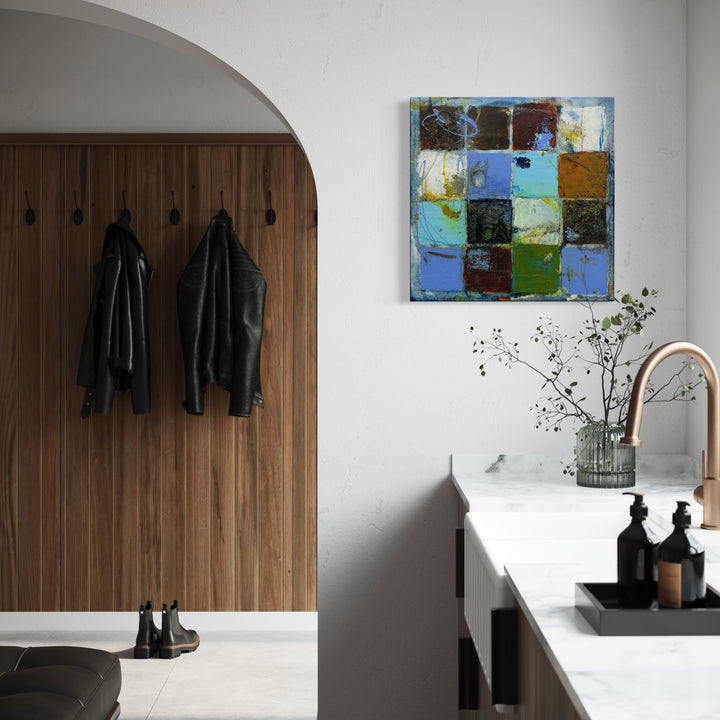 The artwork, Love This Place II, by Deborah Chaney, displayed in a room.