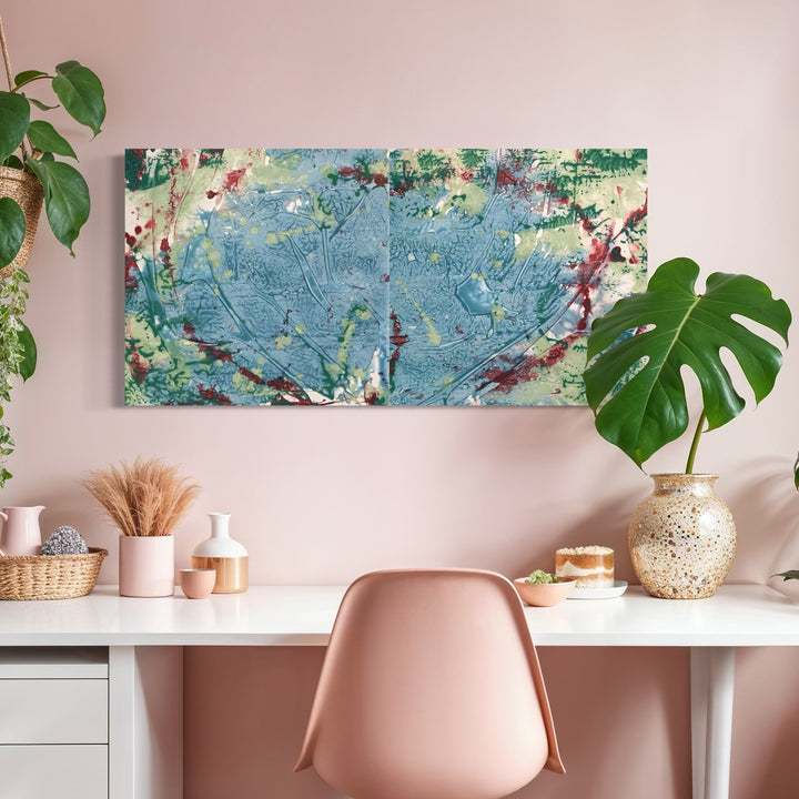 The artwork, Lovers' Lake, by Marlene Struss, displayed in a room.