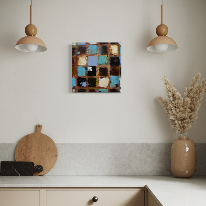 The artwork, Loving Our Earth II, by Deborah Chaney, displayed in a room.
