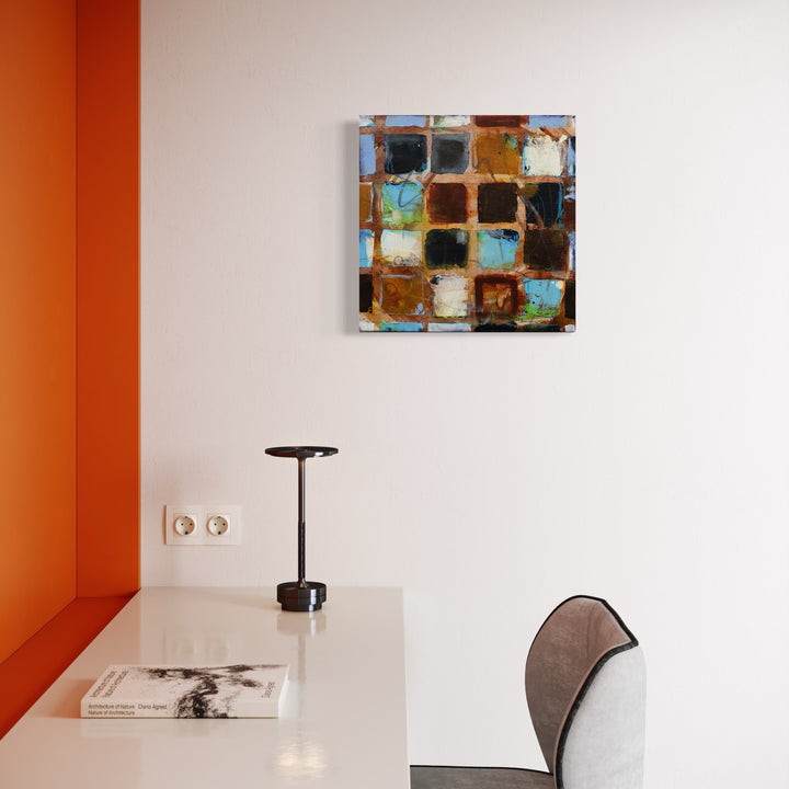 The artwork, Loving Our Earth I, by Deborah Chaney, displayed in a room.