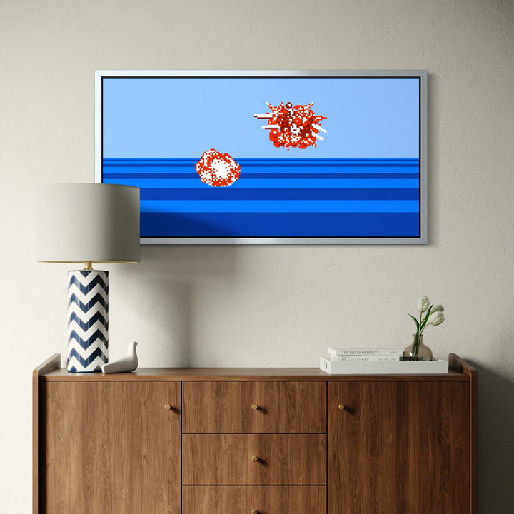 The artwork, MAN DOWN, by Harold Herb, displayed in a room.