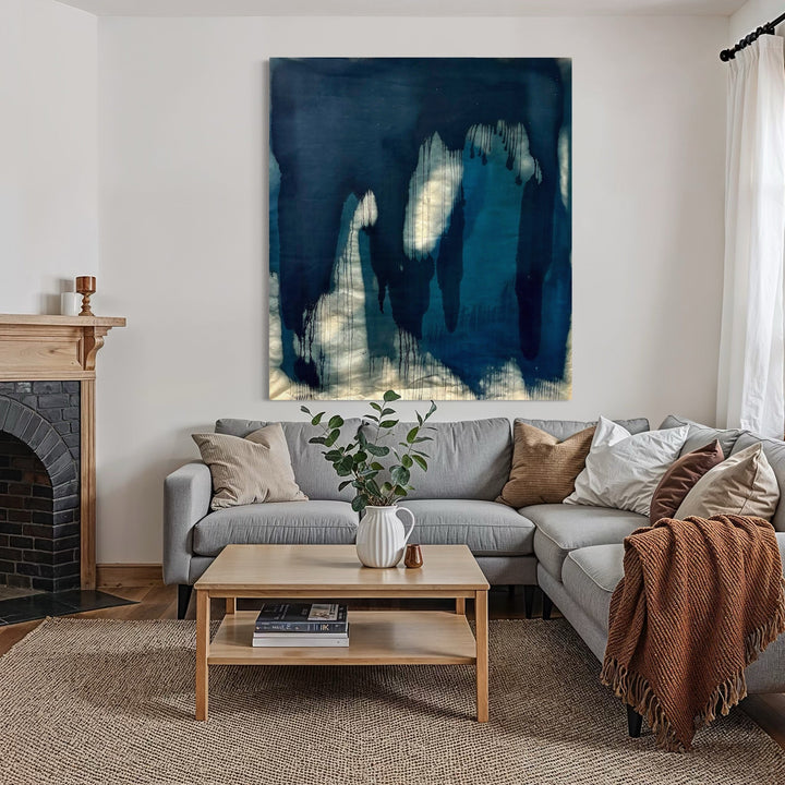 The artwork, MOODY FALL 1, by Albion Vu, displayed in a room.