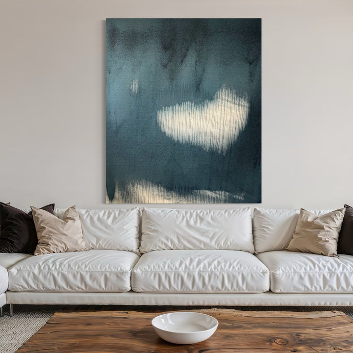 The artwork, MOODY FALL 3, by Albion Vu, displayed in a room.