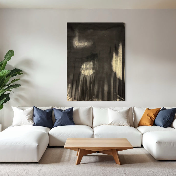 The artwork, MOODY FALL 4, by Albion Vu, displayed in a room.