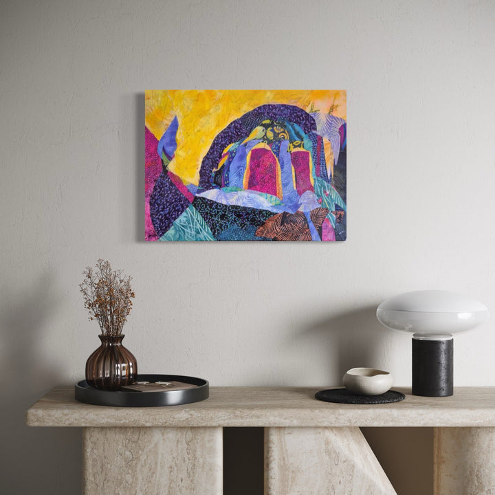 The artwork, Maeshowe, by James Ehling, displayed in a room.