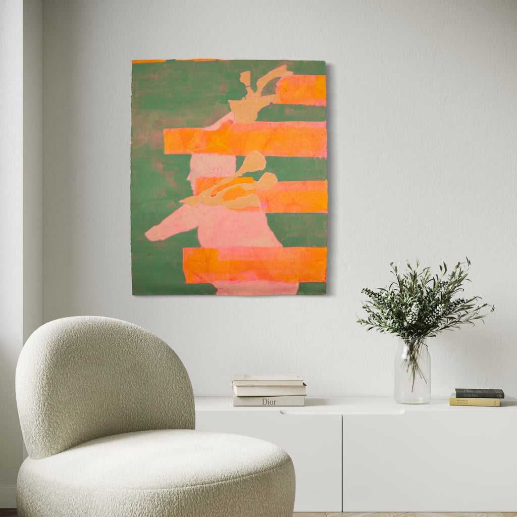 The artwork, Man with Stripes, by Patrick Bower, displayed in a room.