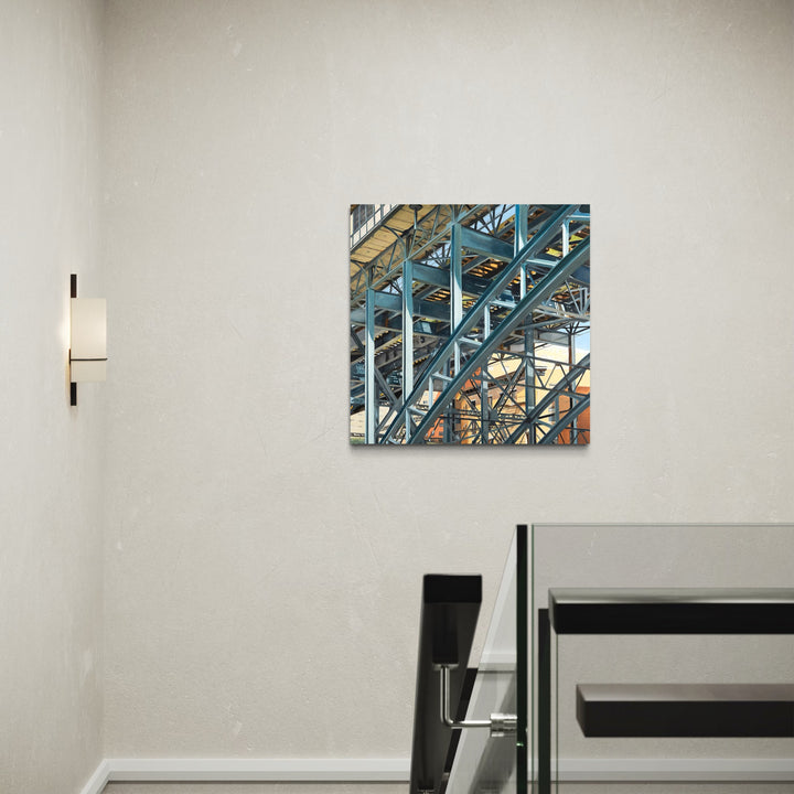 The artwork, Manhattan Valley Overpass, by Allan Gorman, displayed in a room.