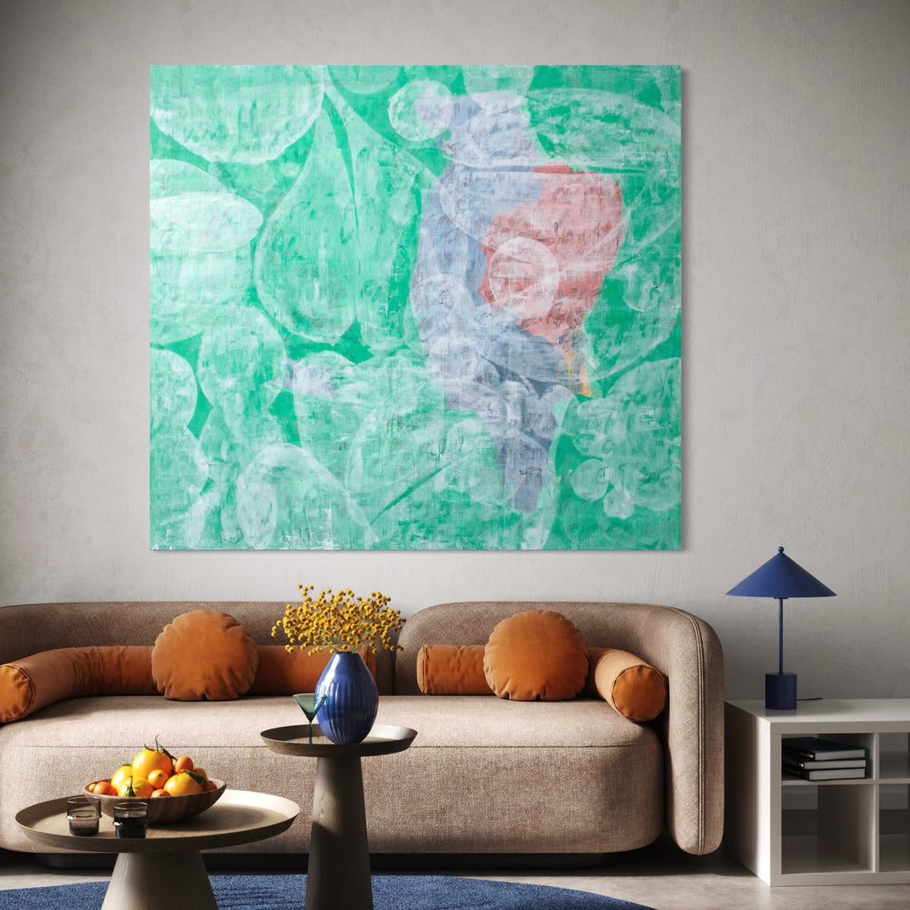 The artwork, Meditation 12, by Carin Kulb Dangot, displayed in a room.